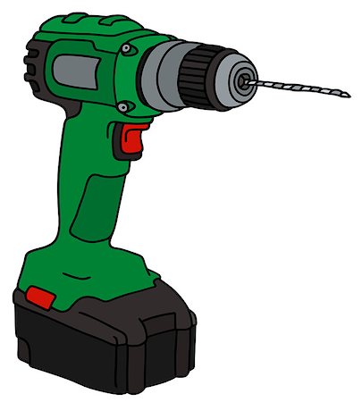 drill and cartoon - Hand drawing of a green cordless drill Stock Photo - Budget Royalty-Free & Subscription, Code: 400-08674352