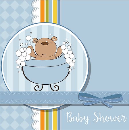 baby boy shower card with  teddy bear, vector eps10 Stock Photo - Budget Royalty-Free & Subscription, Code: 400-08674373