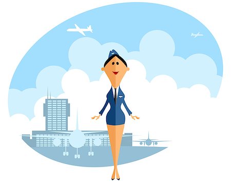 Vector illustration of a  stewardess in airport Stock Photo - Budget Royalty-Free & Subscription, Code: 400-08674424