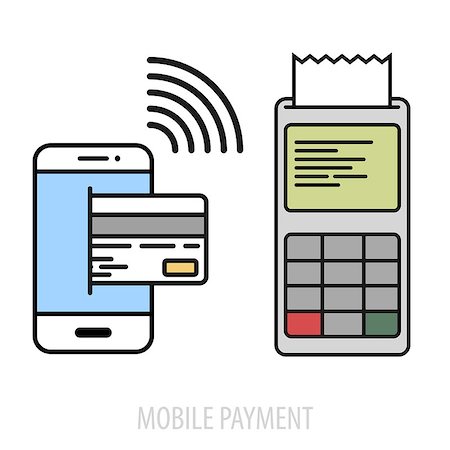 simsearch:400-06430339,k - minimalistic illustration of a cellphone next to a pos terminal, mobile payment concept, eps10 vector Foto de stock - Royalty-Free Super Valor e Assinatura, Número: 400-08674554