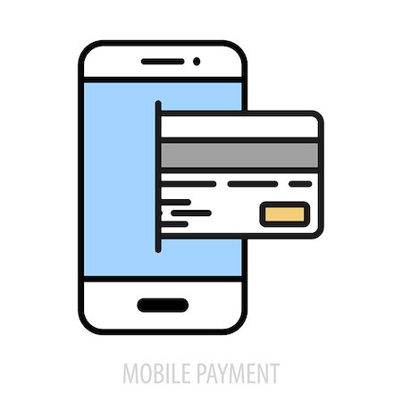 simsearch:400-06430339,k - minimalistic illustration of a cellphone with a credit card, eps10 vector Foto de stock - Royalty-Free Super Valor e Assinatura, Número: 400-08674553