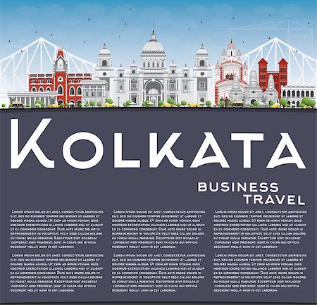 Kolkata Skyline with Gray Landmarks and Copy Space. Vector Illustration. Business Travel and Tourism Concept with Historic Buildings. Image for Presentation Banner Placard and Web Site. Foto de stock - Super Valor sin royalties y Suscripción, Código: 400-08674640