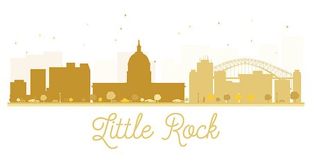 Little Rock City skyline golden silhouette. Vector illustration. Simple flat concept for tourism presentation, banner, placard or web site. Business travel concept. Little Rock isolated on white background Fotografie stock - Microstock e Abbonamento, Codice: 400-08674643