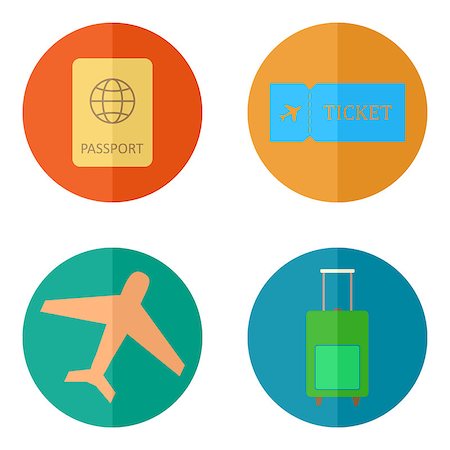 Simple summer and travel icons set vector Stock Photo - Budget Royalty-Free & Subscription, Code: 400-08674682
