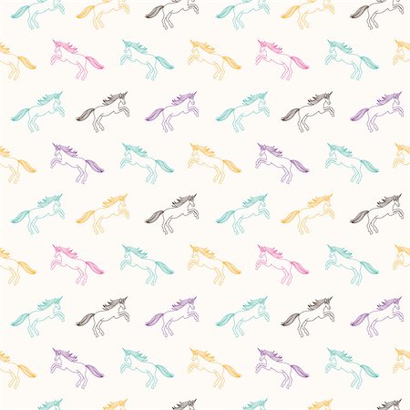 Seamless Pattern with Unicorns. Fantasy Illustration. Fairytale vector background Stock Photo - Budget Royalty-Free & Subscription, Code: 400-08674923