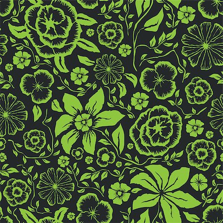 Vector with hand made seamless flower pattern Stock Photo - Budget Royalty-Free & Subscription, Code: 400-08675047