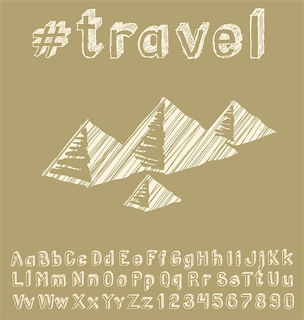 Travel concept. Vector background with hand made font and monument Stock Photo - Budget Royalty-Free & Subscription, Code: 400-08675058