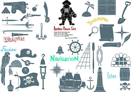 roger - Another Pirate set with all the necessary things for real filibuster Stock Photo - Budget Royalty-Free & Subscription, Code: 400-08675236