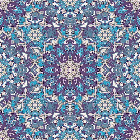 Boho style flower seamless pattern. Tiled mandala design, best for print fabric or papper and more. Stock Photo - Budget Royalty-Free & Subscription, Code: 400-08675339