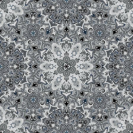 Boho style flower seamless pattern. Tiled mandala design, best for print fabric or papper and more. Stock Photo - Budget Royalty-Free & Subscription, Code: 400-08675340