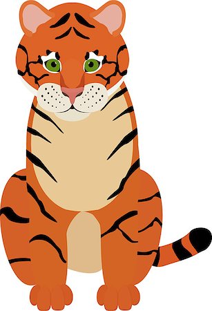 simsearch:400-06180113,k - Fun zoo. Illustration cartoon cute Tiger isolated on white Stock Photo - Budget Royalty-Free & Subscription, Code: 400-08675424