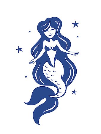 sirena - Mermaid.  Fairy tale marine character. Vector illustration. Undine. Fotografie stock - Microstock e Abbonamento, Codice: 400-08675589