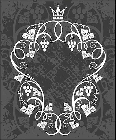 Black and white floral frame with crown Foto de stock - Super Valor sin royalties y Suscripción, Código: 400-08675636