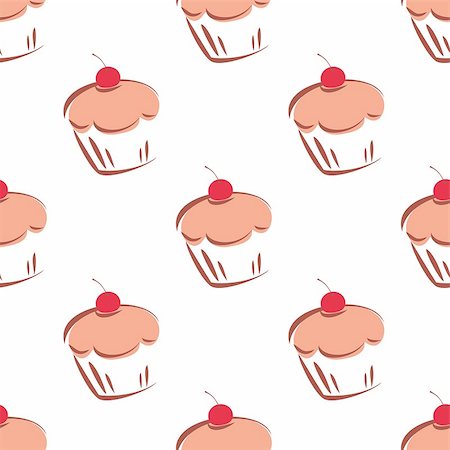 Tile vector  cupcake pattern or seamless background Stock Photo - Budget Royalty-Free & Subscription, Code: 400-08675650