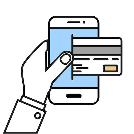 simsearch:400-06430339,k - minimalistic illustration of a hand holding a cellphone with a credit card, eps10 vector Foto de stock - Royalty-Free Super Valor e Assinatura, Número: 400-08675714