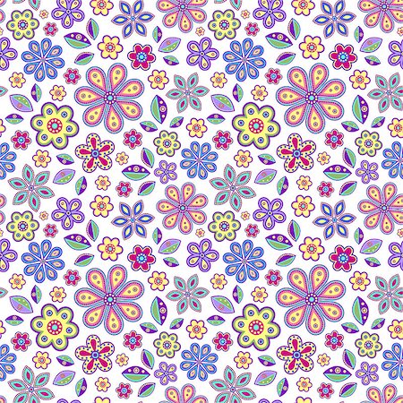 simsearch:400-07035440,k - Vector illustration of seamless pattern with pastel flowers on white background. Stockbilder - Microstock & Abonnement, Bildnummer: 400-08675787