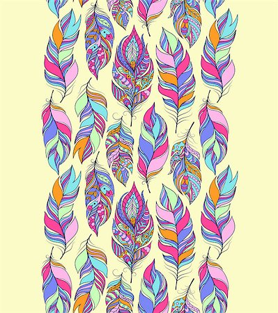 Vector illustration of seamless pattern with colorful abstract feathers Stock Photo - Budget Royalty-Free & Subscription, Code: 400-08675794
