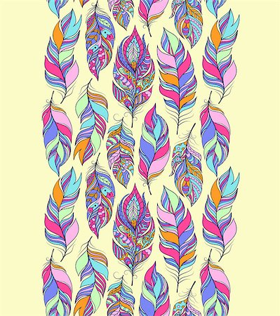 simsearch:400-08675806,k - Vector illustration of seamless pattern with colorful abstract feathers Foto de stock - Super Valor sin royalties y Suscripción, Código: 400-08675794