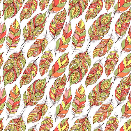 simsearch:400-08934681,k - Vector illustration of seamless pattern with colorful abstract feathers Stockbilder - Microstock & Abonnement, Bildnummer: 400-08675795