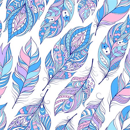 feather patterns - Vector illustration of seamless pattern with colorful abstract feathers Stock Photo - Budget Royalty-Free & Subscription, Code: 400-08675797