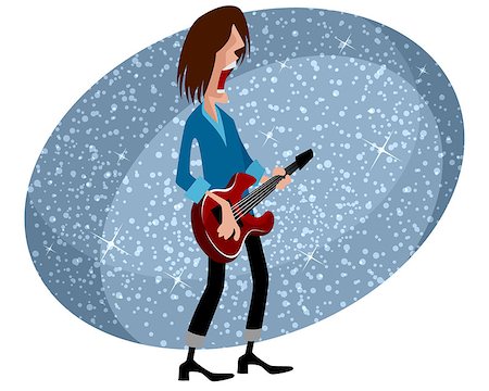 Vector illustration of rock star with guitar Stock Photo - Budget Royalty-Free & Subscription, Code: 400-08675873