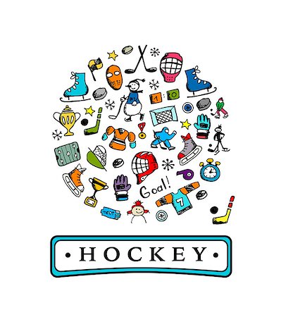 Hockey banner, sketch for your design. Vector illustration Stock Photo - Budget Royalty-Free & Subscription, Code: 400-08676408