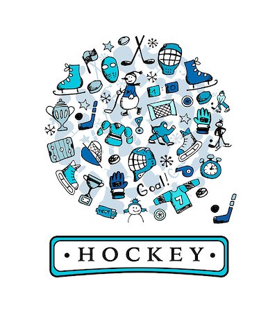 Hockey banner, sketch for your design. Vector illustration Stock Photo - Budget Royalty-Free & Subscription, Code: 400-08676409