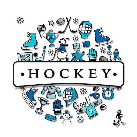 Hockey banner, sketch for your design. Vector illustration Stock Photo - Budget Royalty-Free & Subscription, Code: 400-08676411