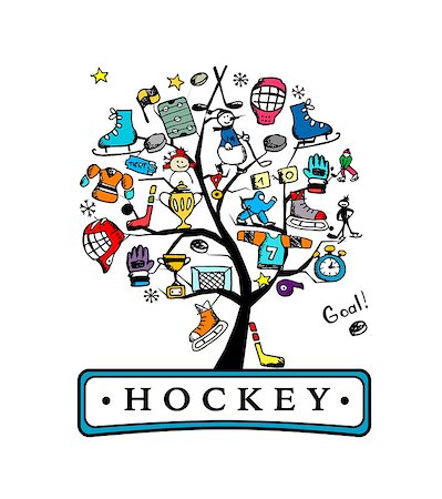 Hockey concept tree, sketch for your design. Vector illustration Stock Photo - Budget Royalty-Free & Subscription, Code: 400-08676413
