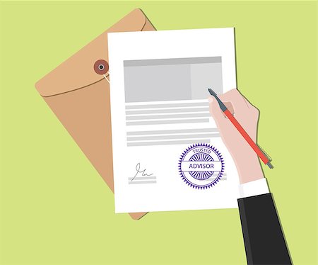 trusted advisor concept with hand signing a paper document vector graphic illustration Stock Photo - Budget Royalty-Free & Subscription, Code: 400-08676477