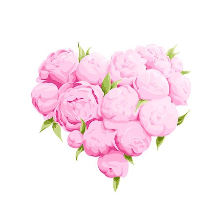peony art - Bright peonies heart on white Stock Photo - Budget Royalty-Free & Subscription, Code: 400-08676538