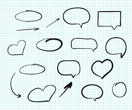 rounded arrow - Hand-drawn doodle scribble web design elements. Speech boxes, hearts and clouds Stock Photo - Budget Royalty-Free & Subscription, Code: 400-08676677