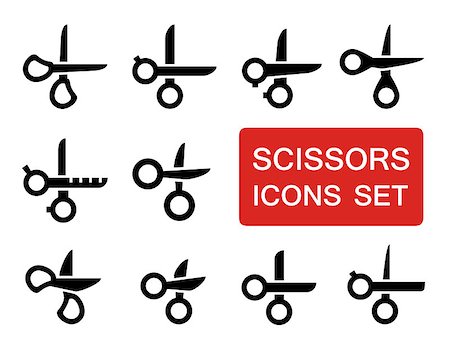 isolated black scissors set with red signboard Stock Photo - Budget Royalty-Free & Subscription, Code: 400-08676688