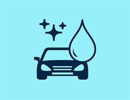 blue car wash symbol with automobile and drop silhouette Stock Photo - Budget Royalty-Free & Subscription, Code: 400-08676683