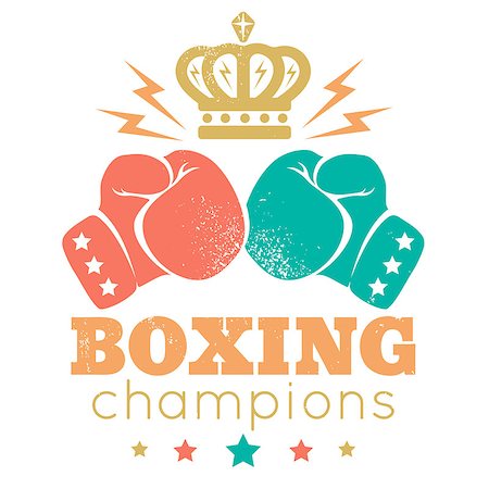Vintage sport logo for a boxing with gloves and crown Stock Photo - Budget Royalty-Free & Subscription, Code: 400-08676819