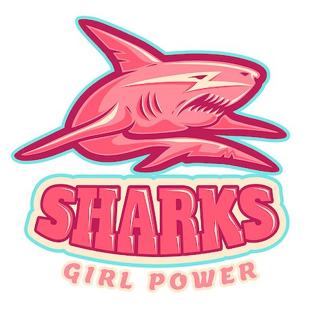 simsearch:400-08998942,k - Sport logo with pink shark for women's sport team Fotografie stock - Microstock e Abbonamento, Codice: 400-08676859