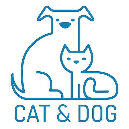 dog and cat together - Vector flat logo with cat and dog Stock Photo - Budget Royalty-Free & Subscription, Code: 400-08676852