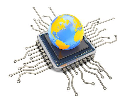 simsearch:400-09120941,k - 3d illustration of computer chip and earth globe Stock Photo - Budget Royalty-Free & Subscription, Code: 400-08677035