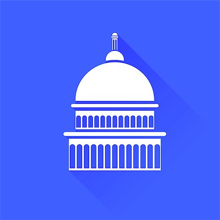 simsearch:400-04758289,k - Capitol Icon Isolated on Blue Background. Long Shadow. Stock Photo - Budget Royalty-Free & Subscription, Code: 400-08677043