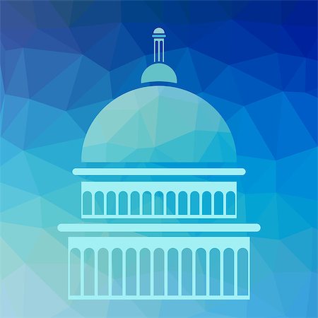 simsearch:400-04758289,k - Capitol Silhouette Isolated on Blue Polygonal Background Stock Photo - Budget Royalty-Free & Subscription, Code: 400-08677050