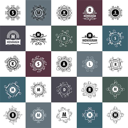 simsearch:400-08194508,k - Vector logo template monogram. The frame pattern. Stock Photo - Budget Royalty-Free & Subscription, Code: 400-08677077