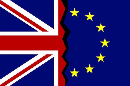 european union crisis - European Union and Great Britain flags concept. A crack between flags. Vector illustration Stock Photo - Budget Royalty-Free & Subscription, Code: 400-08677115