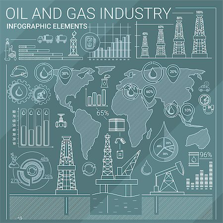 Oil and Gas line style infographic elements. Stock Photo - Budget Royalty-Free & Subscription, Code: 400-08677159