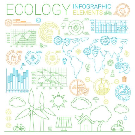 Ecology line style infographic elements and icons. Foto de stock - Royalty-Free Super Valor e Assinatura, Número: 400-08677165