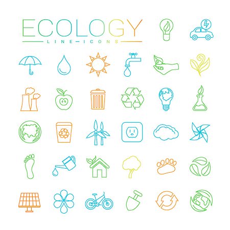 simsearch:400-08553864,k - Ecology concept line style vector icons set. Stock Photo - Budget Royalty-Free & Subscription, Code: 400-08677166