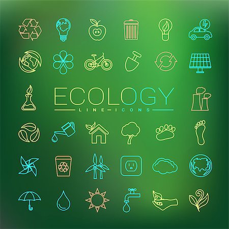 simsearch:400-08553864,k - Ecology concept line style vector icons set. Stock Photo - Budget Royalty-Free & Subscription, Code: 400-08677167