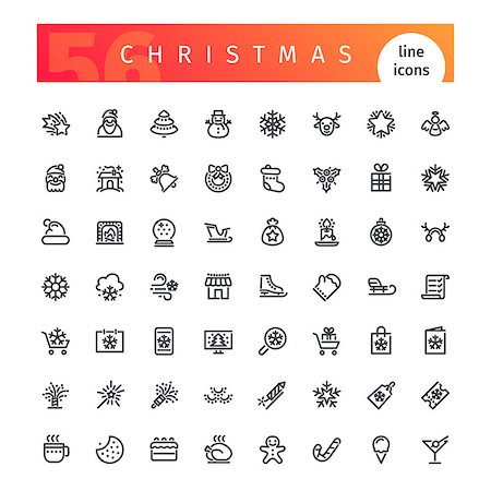 simsearch:400-07105067,k - Set of 56 Christmas line icons suitable for gui, web, infographics and apps. Isolated on white background. Clipping paths included. Stock Photo - Budget Royalty-Free & Subscription, Code: 400-08677250