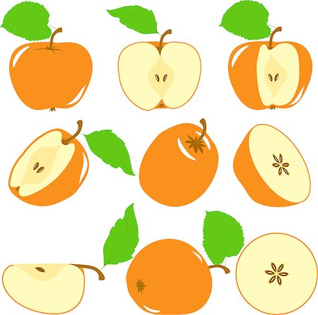 simsearch:400-05265200,k - Orange color apples slices, collection of vector illustrations on a transparent background Photographie de stock - Aubaine LD & Abonnement, Code: 400-08677252