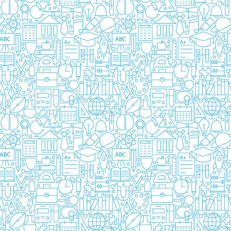 simsearch:400-08155384,k - Line White Education Seamless Pattern. Vector Illustration of School and Science Tile Background. Stock Photo - Budget Royalty-Free & Subscription, Code: 400-08677266