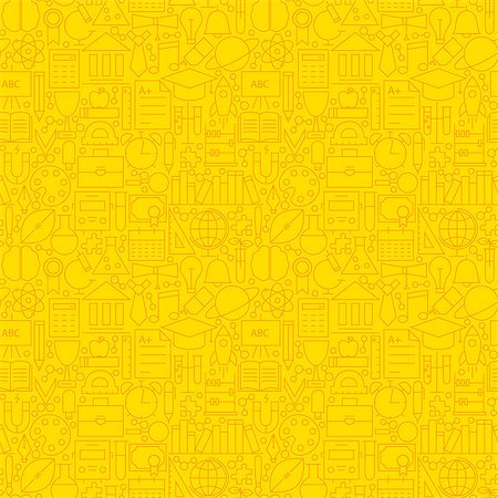 education pattern background - Line Learning Yellow Tile Pattern. Vector Illustration of School and Education Seamless Background. Stock Photo - Budget Royalty-Free & Subscription, Code: 400-08677261